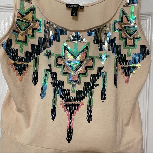 Express Tan Embellished Peplum Tank Top - Picture 4 of 7